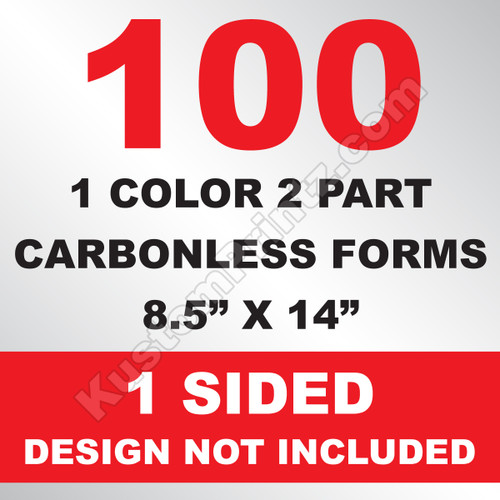100 2 Part Carbonless Forms 8.5x14