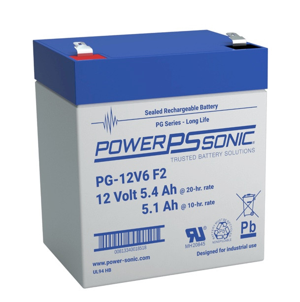 Power Sonic PG12V6 F2 12V 5.4Ah Long Service Life VRLA Battery