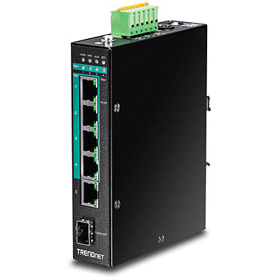 TrendNet TI-PG541 5-Port Hardened Industrial Gigabit PoE+ DIN-Rail Switch