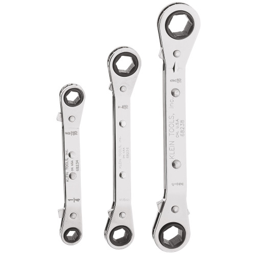 Klein 68244 3-Piece Reversible Ratcheting Box Wrench Set