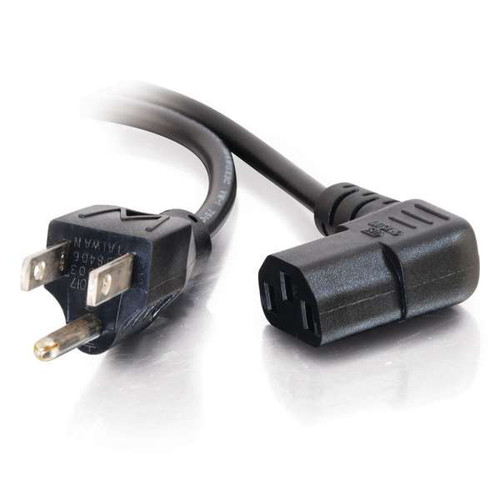 C2G CG03152 6Ft 18 AWG Universal Right Angle Power Cord
