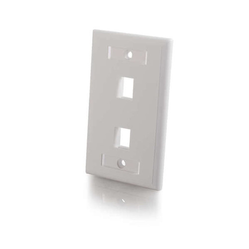 C2G CG03411 2-Port White Keystone Single Gang Wall Plate
