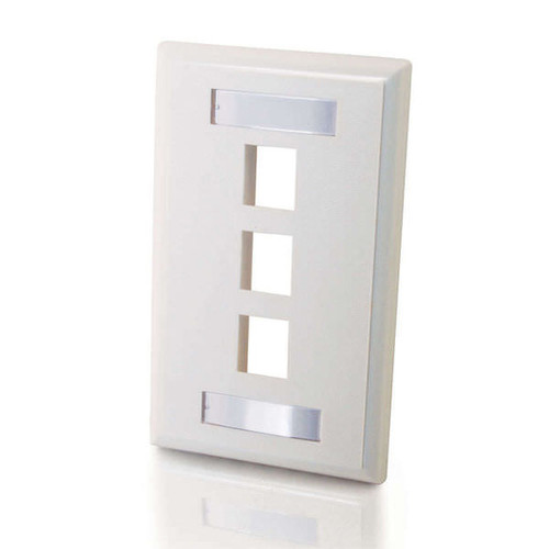 C2G CG03412 3-Port White Keystone Single Gang Wall Plate