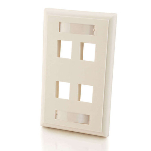 C2G CG03413 4-Port Keystone Single Gang White Wall Plate
