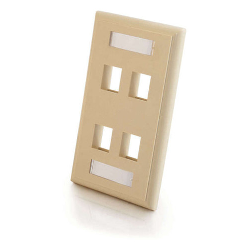 C2G CG03713 4-Port Keystone Single Gang Ivory Wall Plate