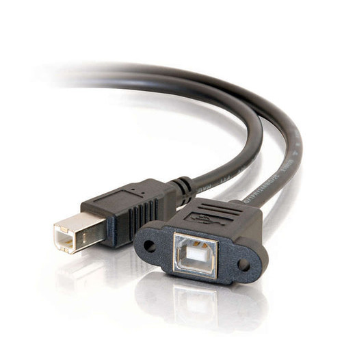 C2G CG28074 3Ft Panel-Mount USB 2.0 B Female to B Male Cable