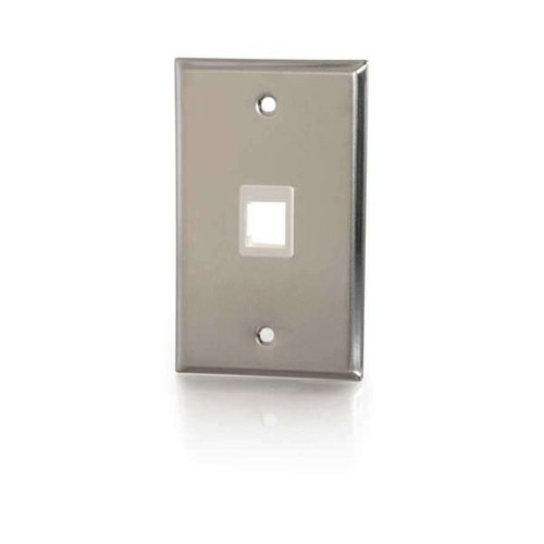 C2G CG37093 1-Port Keystone Single Gang Stainless Steel Wall Plate
