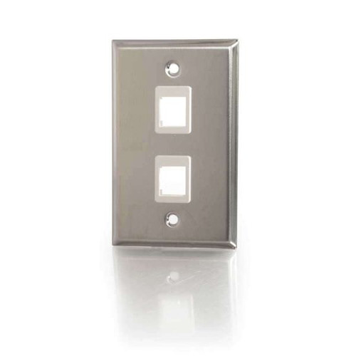C2G CG37094 2-Port Stainless Steel Keystone Single Gang Wall Plate