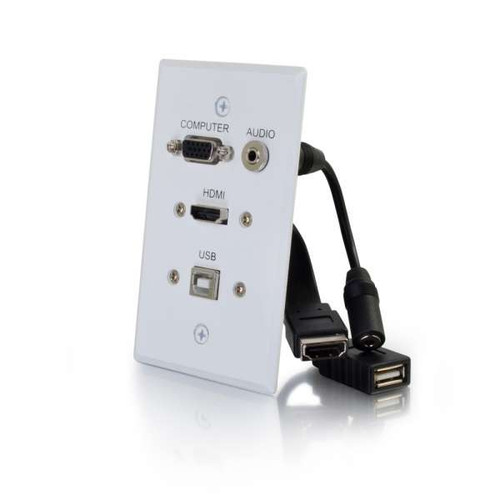 C2G CG39706 HDMI, VGA, 3.5MM Audio & USB Pass Through Single Gang Wall Plate