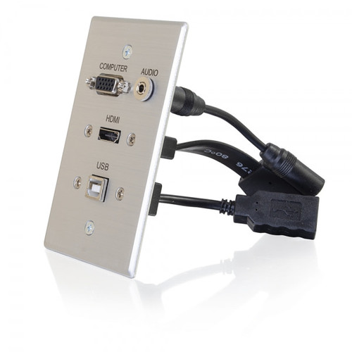 C2G CG39707 HDMI, VGA, 3.5MM Audio & USB Pass Through Single Gang Wall Plate