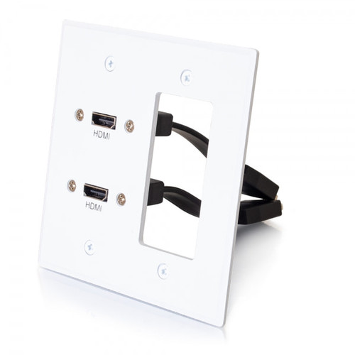 C2G CG39708 Dual HDMI Pass Through Double Gang White Wall Plate