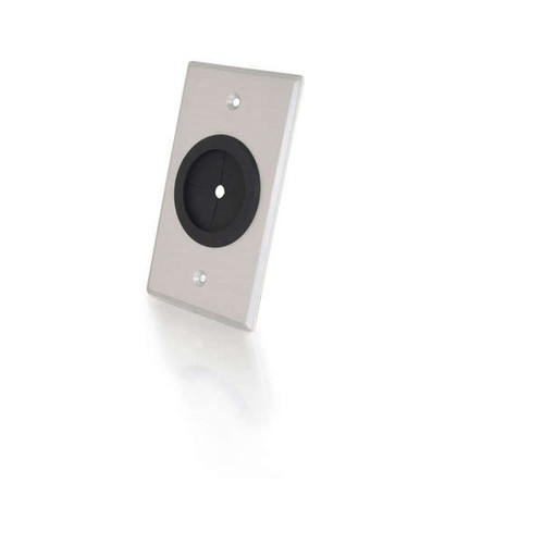 C2G CG40489 1.5" Grommet Cable Pass Through Single Gang Brushed Aluminum Wall Plate
