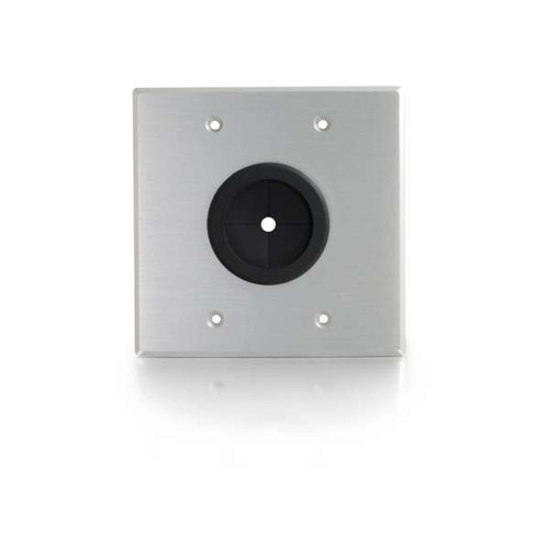 C2G CG40546 1.5" Grommet Cable Pass Through Double Gang Brushed Aluminum Wall Plate