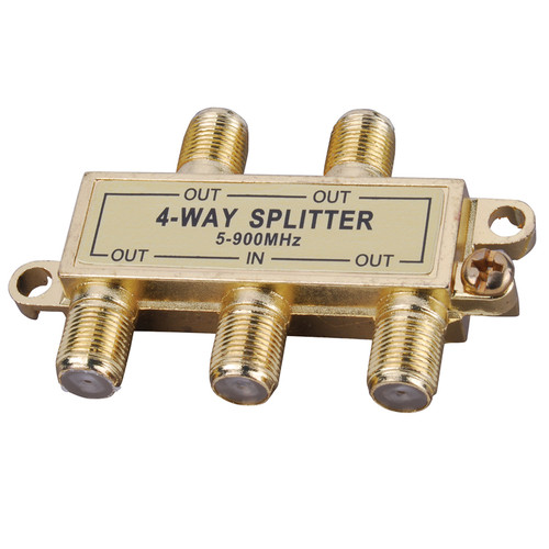 Vanco CPZ4 4-Way Signal Splitter with Built-In Grounding Block