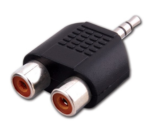 Vanco AD543 3.5mm Stereo Plug tp (2) RCA Female Jacks Adapter