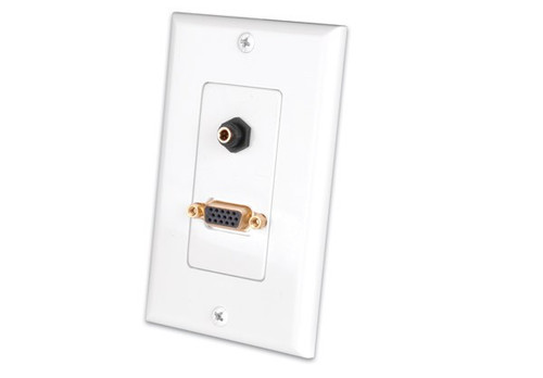 Vanco 281212 S-VGA and 3.5mm Stereo Jack Decor White Wall Plate