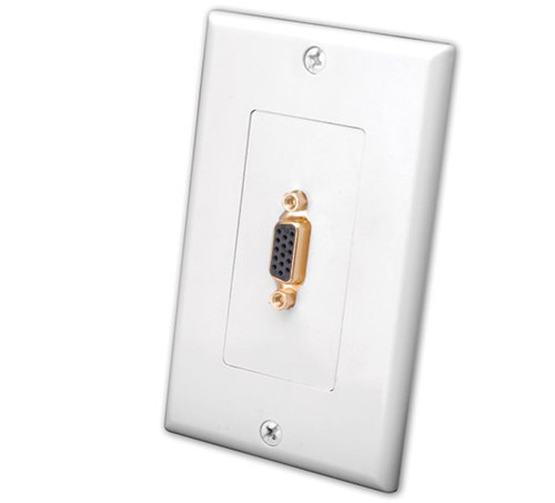 Vanco 281201 Slim Line Single White S-VGA Wall Plate
