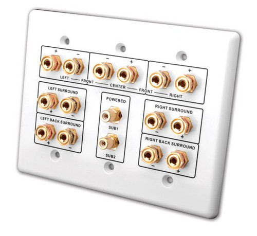 Vanco HTWP72 7.2 Home Theater Connection White Wall Plate