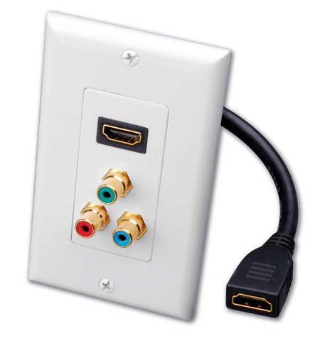 Vanco 120933 Single HDMI Pigtail and RGB Component Video Triple RCA Jack Decor Wall Plate