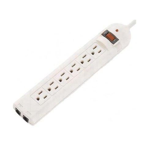 Vanco 821805 6-Outlet Surge Protector Strip with Phone/Fax/Modem Protection