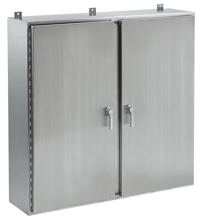 Hoffman A36H6012WFSSLP3PT Type 4X Stainless Steel Continuous Hinge Two-Door Enclosure with 3-Point Latch