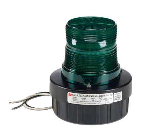 Federal Signal AV1-LED-120G 120VAC Green Audible Visual Flashing LED Light