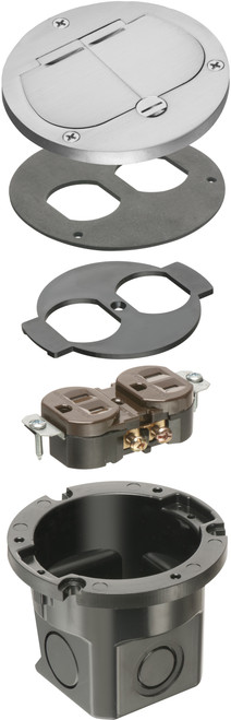 Arlington FLB3532NL Flush-to-Floor Round Cut-in Floor Box Kit