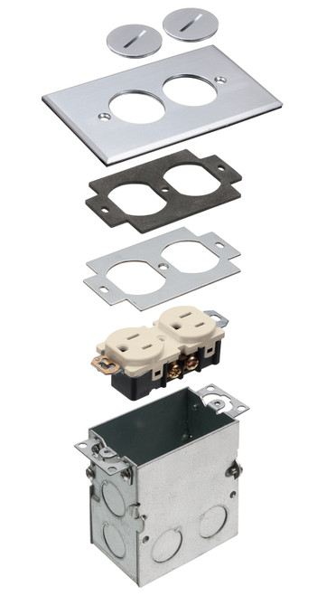 Arlington FLB5321NL Metal-Cover Floor Box Kit
