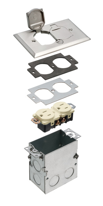 Arlington FLB5331NL Metal-Cover Floor Box Kit