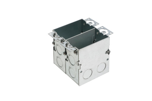 Arlington FLB5549 Installed Low-Voltage Divider Steel Two Gang Floor Outlet Box