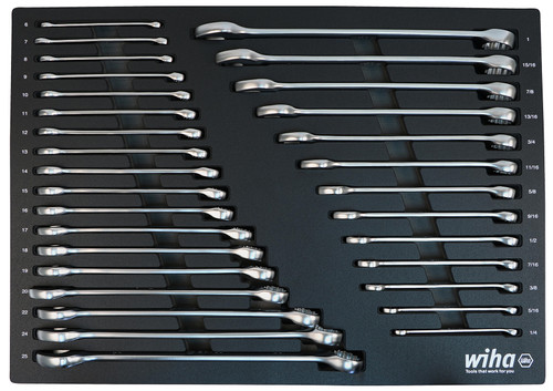 Wiha 30492 31 Piece Combination Wrench Tray Set - SAE and Metric