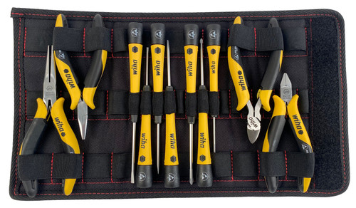 Wiha 32794 11 Piece ESD Safe Picofinish Precision Screwdrivers and Pliers Set in Pouch