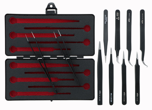 Wiha 44593 10 Piece ESD Safe Tweezers Set