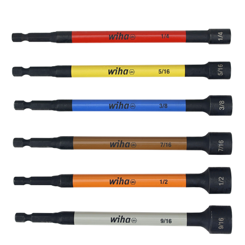 Wiha 70486 6 Piece Color Coded Magnetic Nut Setters Set