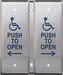 Camden CM-2520/4 Double Gang Vestibule Push Plate Switch / 'WHEELCHAIR' symbol and 'PUSH TO OPEN', blue