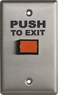 Camden CM-300RPTE SPDT Momentary, Red button, 'PUSH TO EXIT' faceplate graphics,