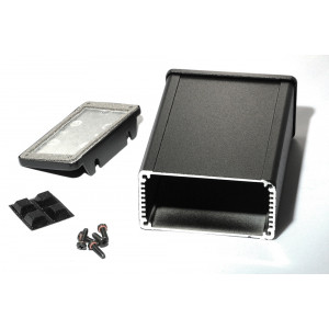 Hammond Manufacturing 1457K1202EBK black EMI/RFI shielded extruded aluminum enclosure flanged panels 4.73x3.30x1.73