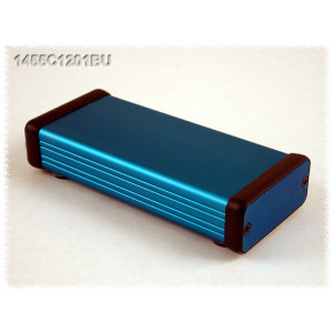 Hammond Manufacturing 1455C1201BU blue extruded aluminum enclosure w/ metal end panels