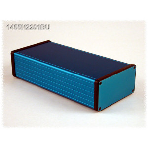 Hammond Manufacturing 1455N2201BU blue extruded aluminum enclosure w/ metal end panels