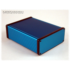 Hammond Manufacturing 1455Q1601BU blue extruded aluminum enclosure w/ metal end panels