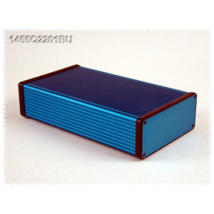 Hammond Manufacturing 1455Q2201BU blue extruded aluminum enclosure w/ metal end panels