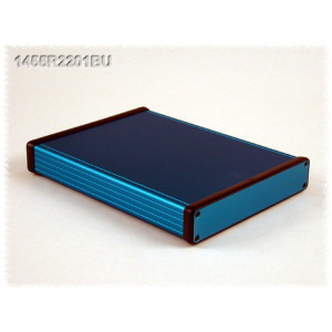 Hammond Manufacturing 1455R2201BU blue extruded aluminum enclosure w/ metal end panels