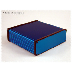 Hammond Manufacturing 1455T1601BU blue extruded aluminum enclosure w/ metal end panels