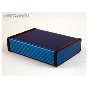 Hammond Manufacturing 1455T2201BU blue extruded aluminum enclosure w/ metal end panels