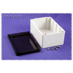 Hammond Manufacturing 1554T2GYSL RAL7035 grey polycarb plastic watertight enclosure, smoked lid