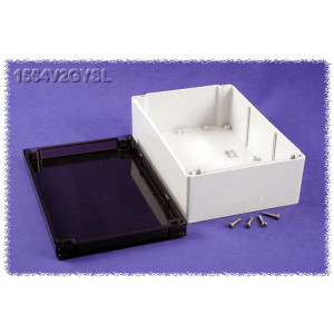 Hammond Manufacturing 1554V2GYSL RAL7035 grey polycarb plastic watertight enclosure, smoked lid