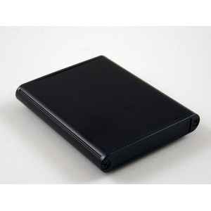 Hammond Manufacturing 1455A802BK black extruded aluminum enclosure w/ plastic end panels