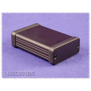 Hammond Manufacturing 1455C801BK black extruded aluminum enclosure w/ metal end panels