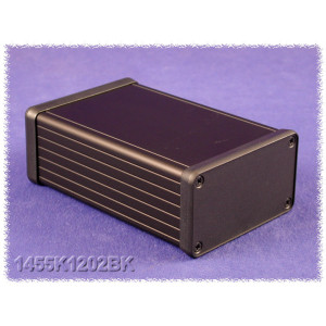 Hammond Manufacturing 1455K1202BK black extruded aluminum enclosure w/ plastic end panels