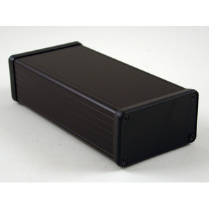 Hammond Manufacturing 1455K1602BK black extruded aluminum enclosure w/ plastic end panels